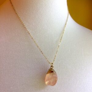 🎒BTS SALE📚   18k Gold Plated Peach Quartz Nugget